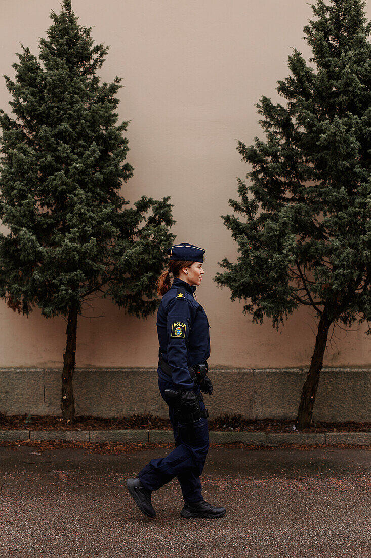 Police woman walking