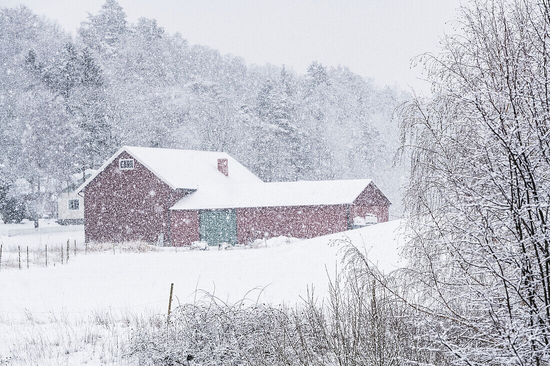 Landwirtschaftliche Gebäude im Winter