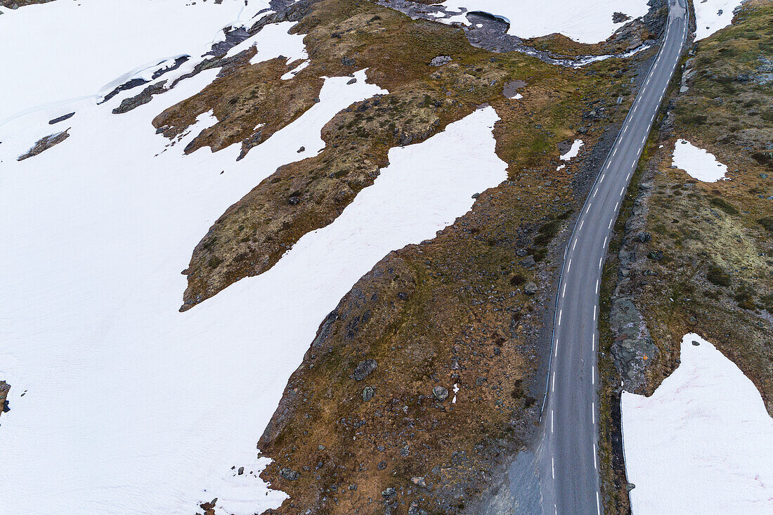 Country road in snowy landscape