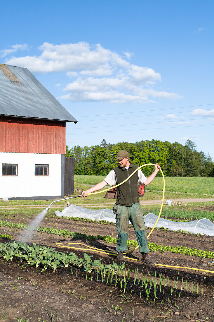 Man working on field