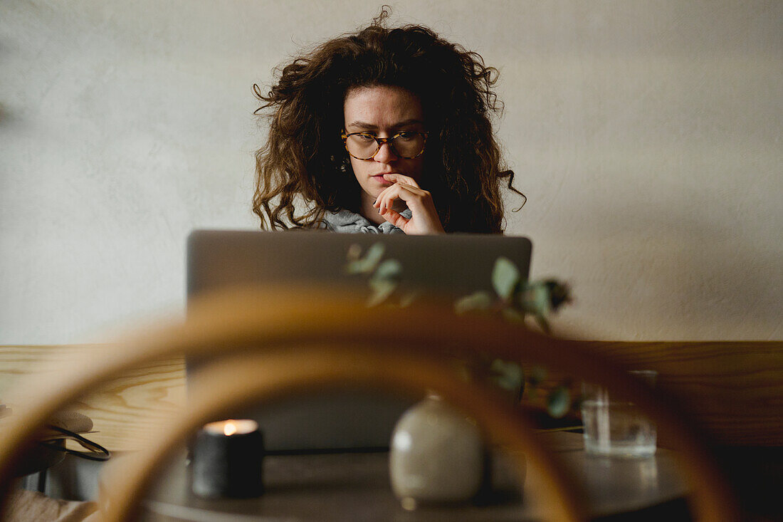 Woman using laptop