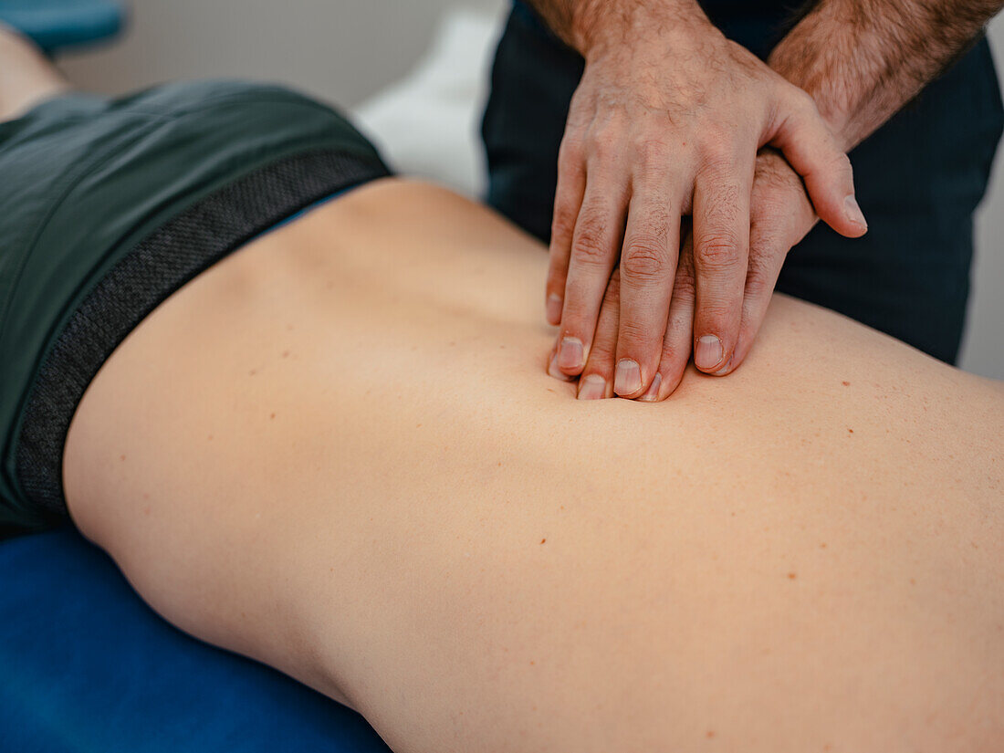 Patient having back massage