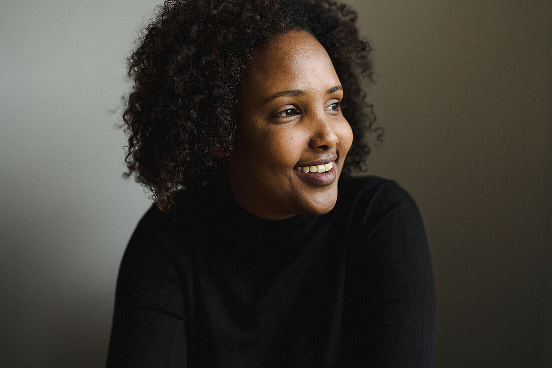 Portrait of woman looking away