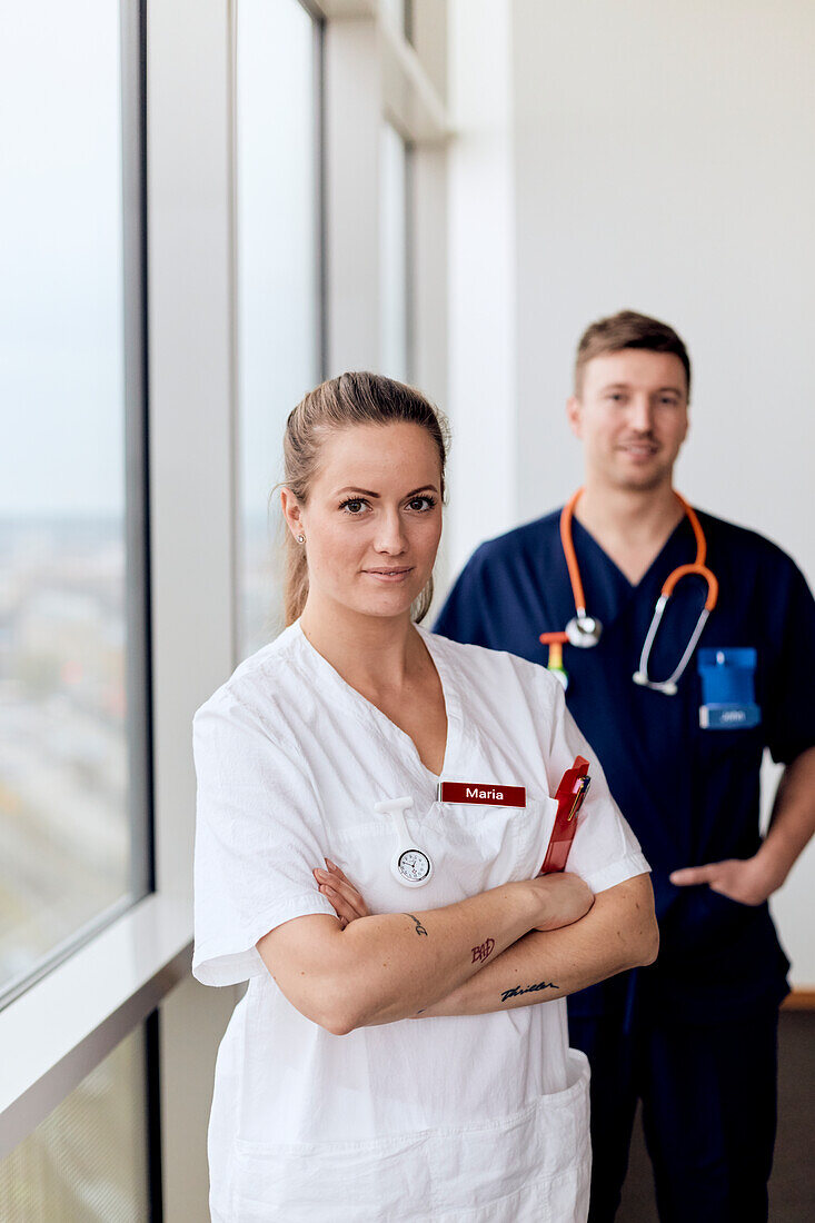 Female doctor looking at camera