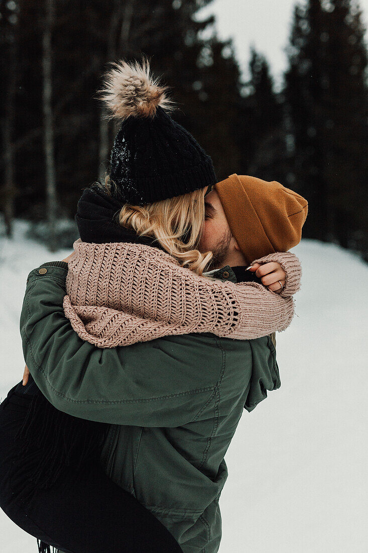 Young couple kissing