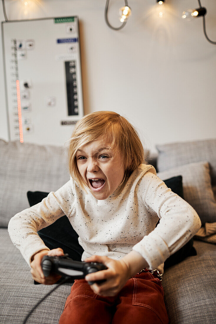 Girl playing video game