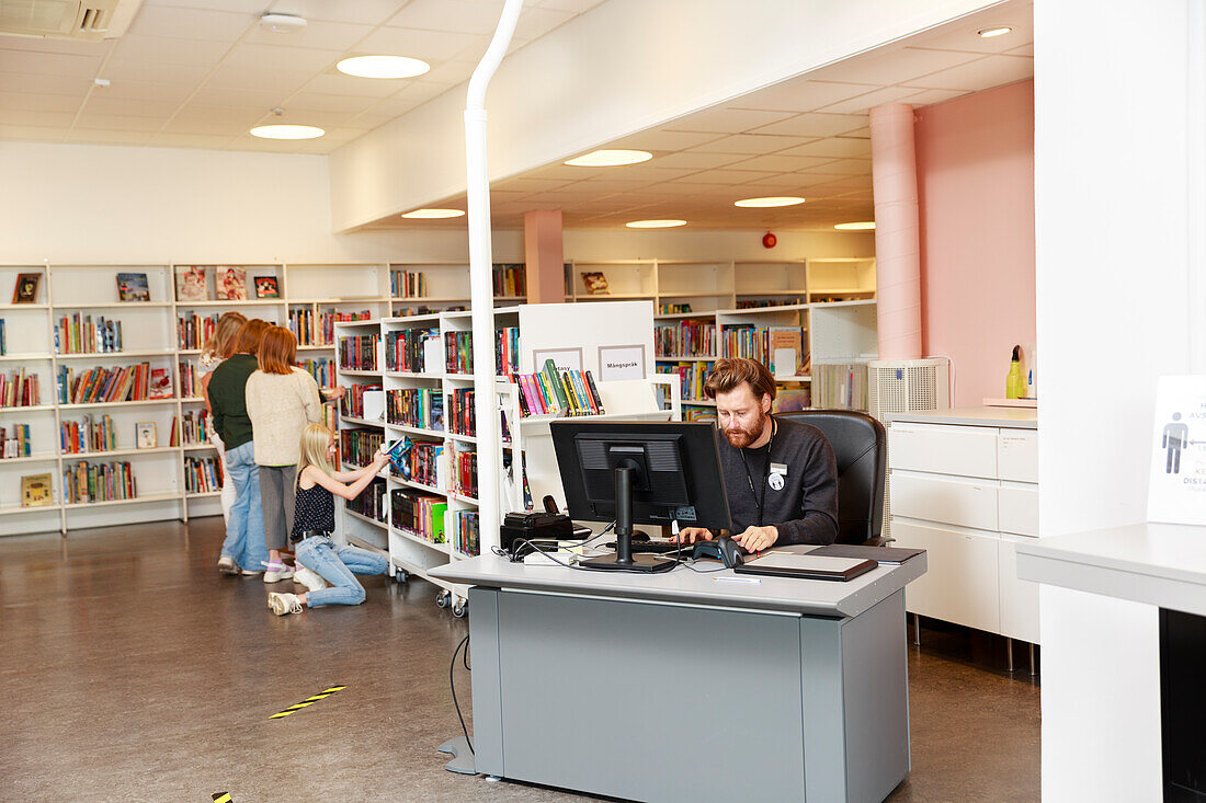 Librarian at work