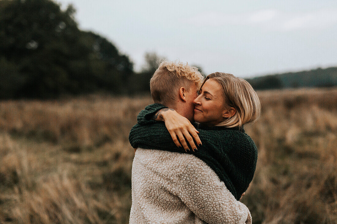 Happy female couple together