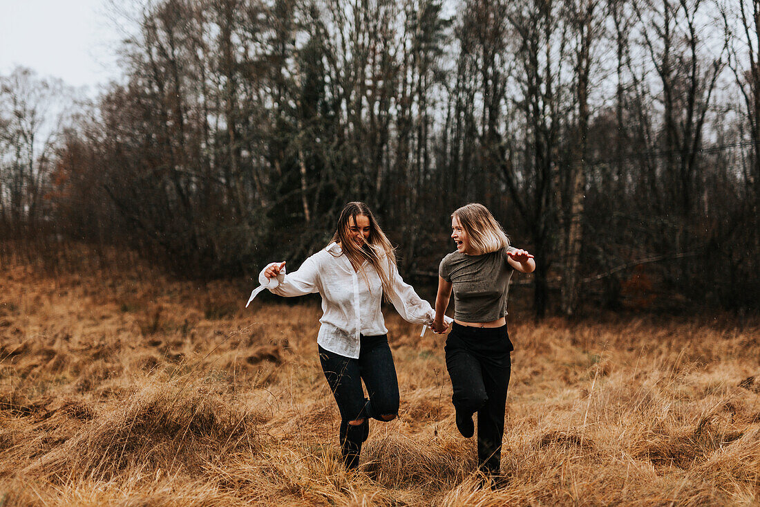 Happy female friends