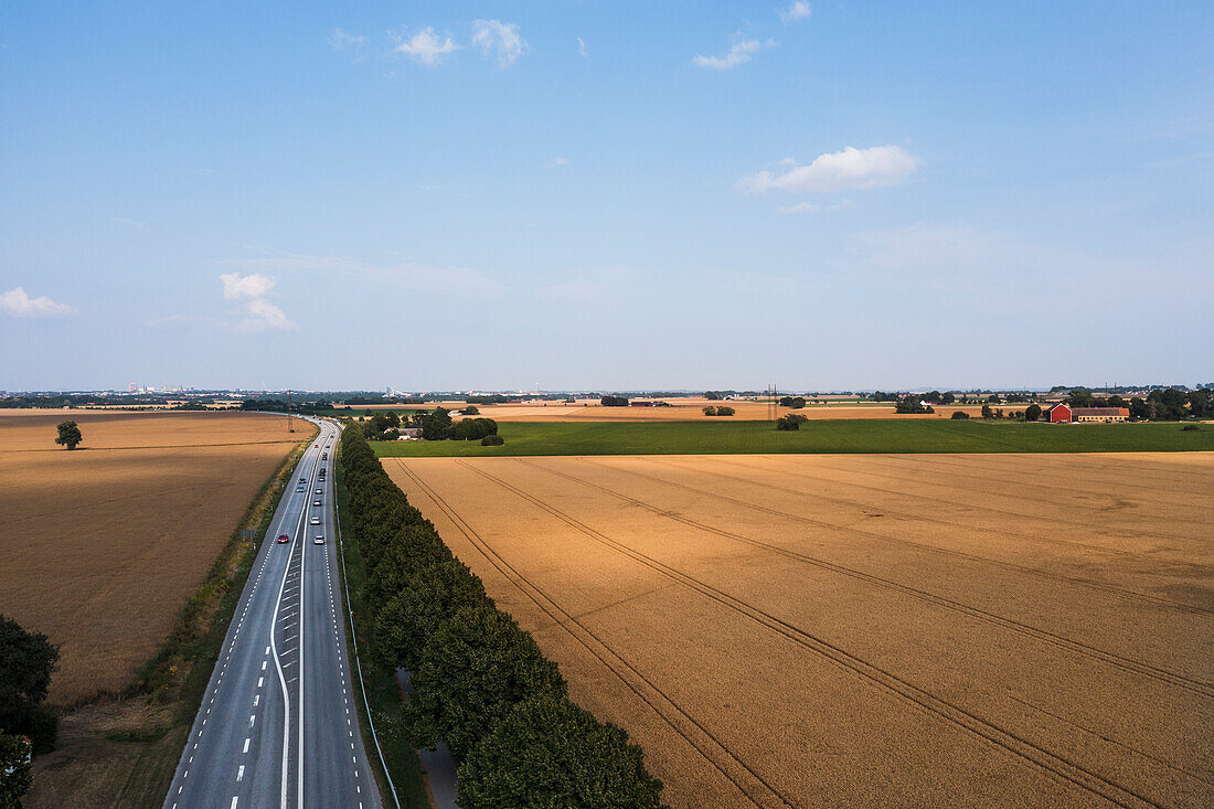 High angle view of rural landscape