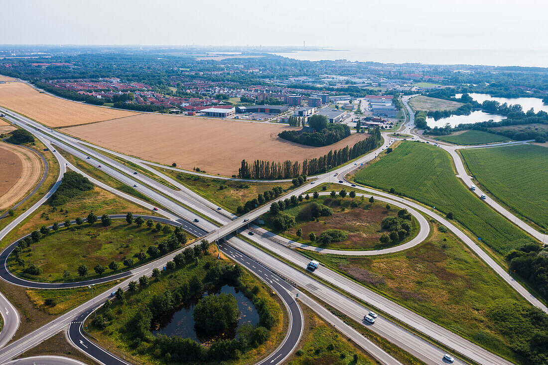 High angle view of road junction