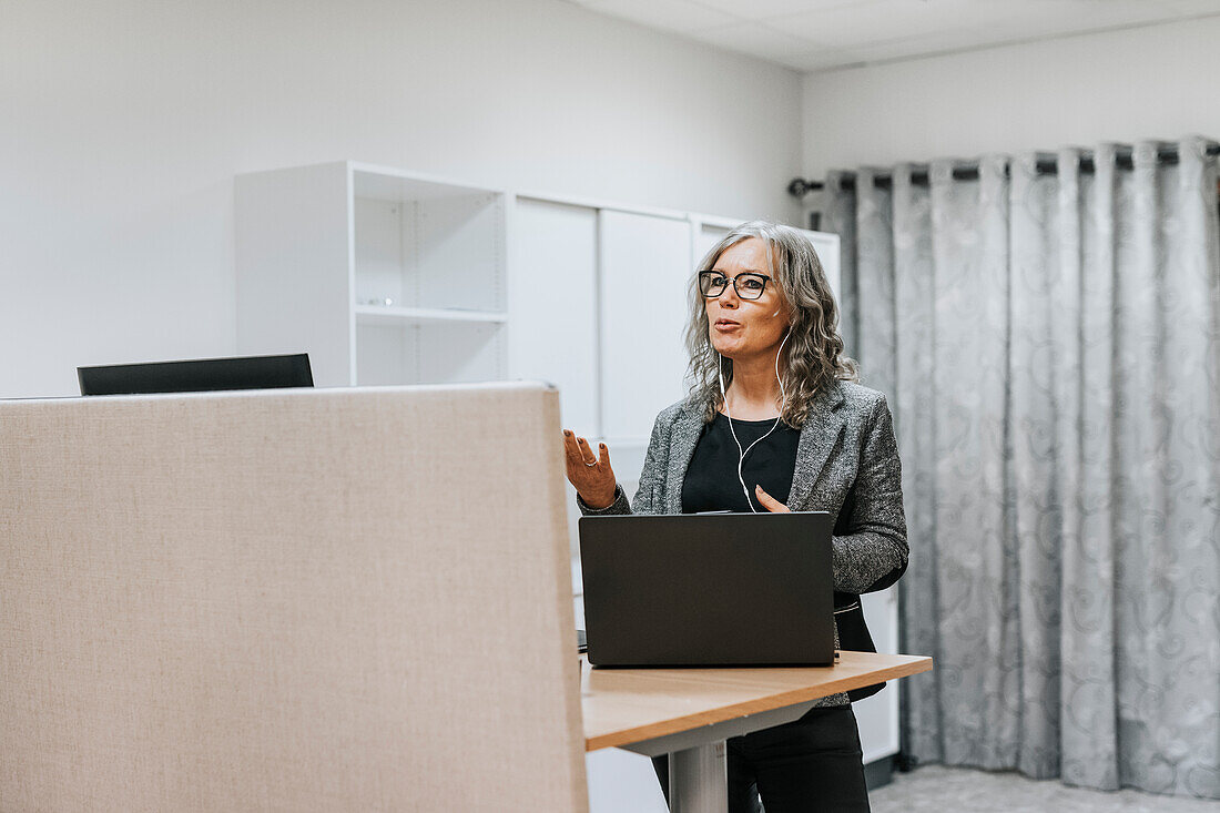 Woman talking in office