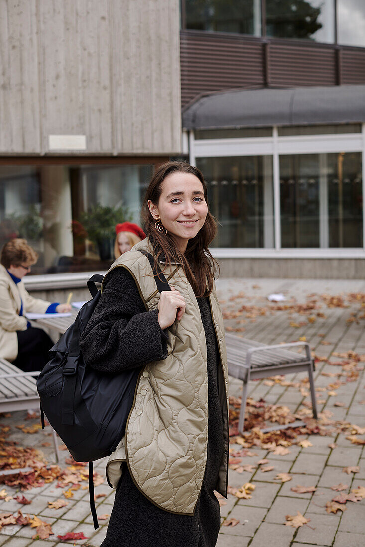 Smiling woman looking at camera