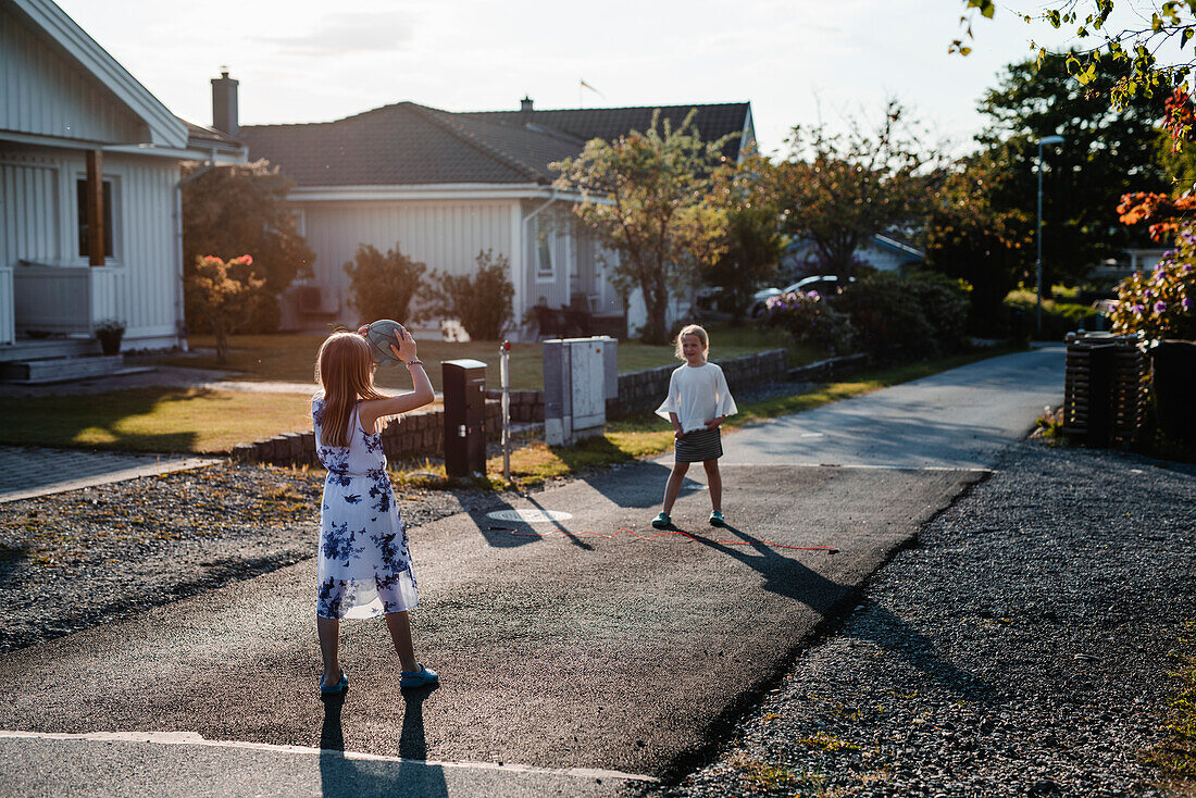 Girls playing ball