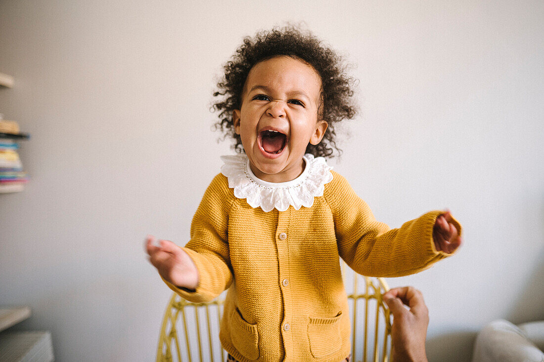 Portrait of girl with open mouth