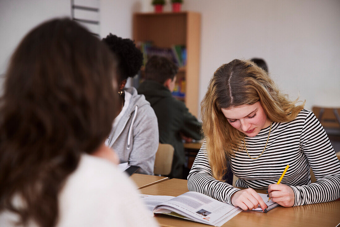 Teenage girl in classroom