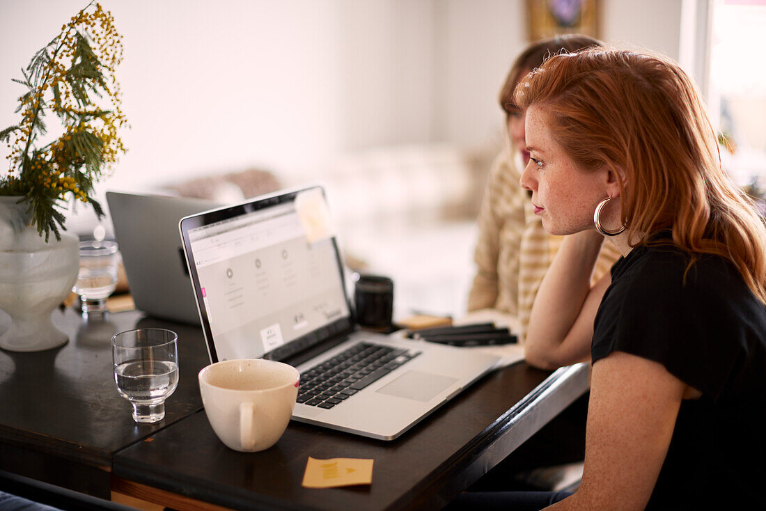 Women working together at home