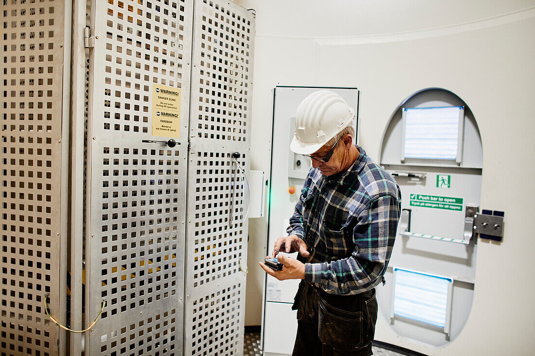 Engineer working in wind turbine