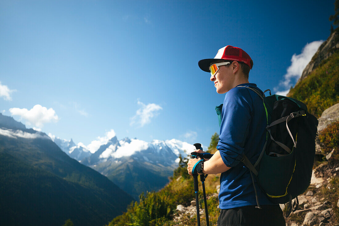 Man hiking in mountains