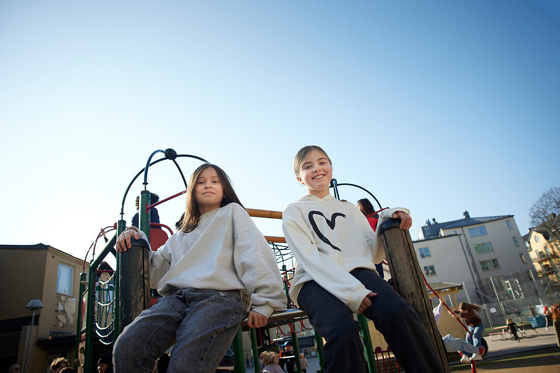 Portrait of girls on playground