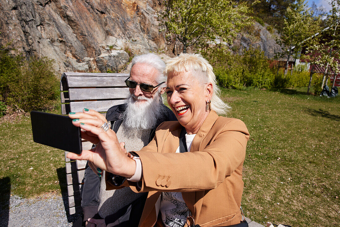 Couple taking selfie