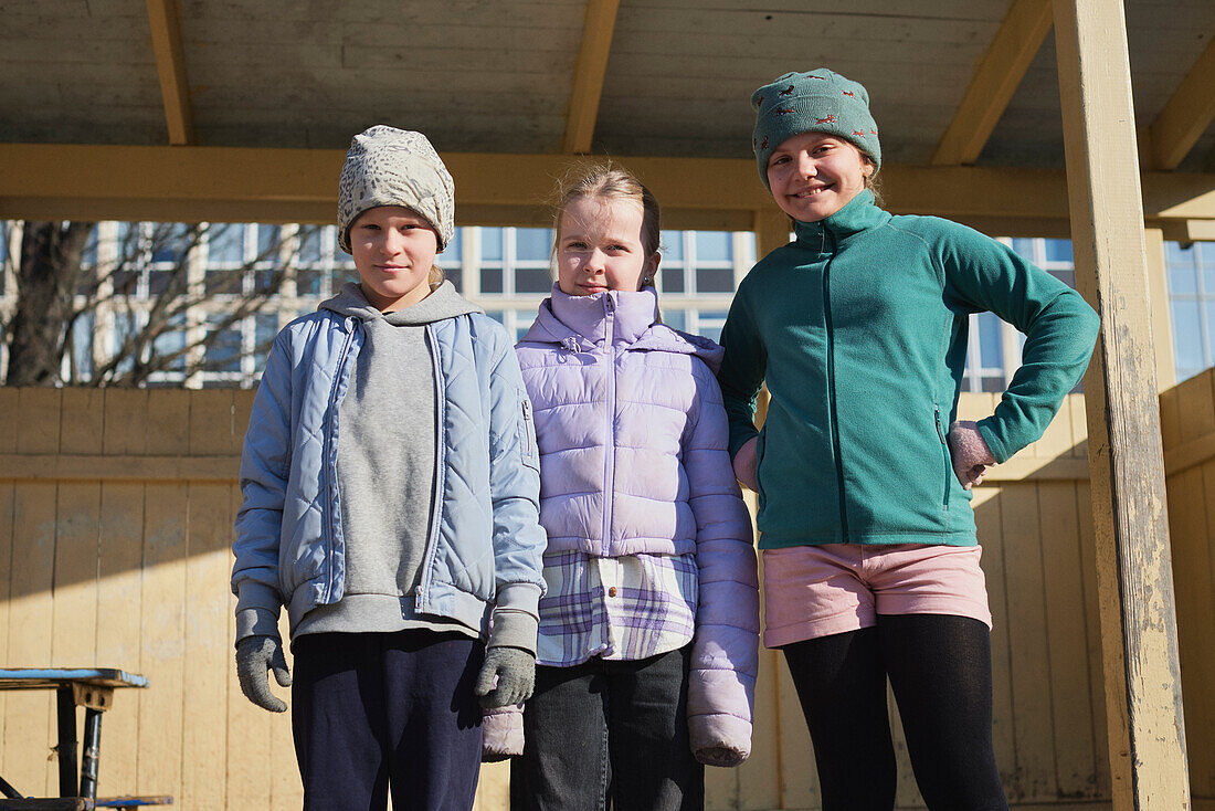 Portrait of children outdoors