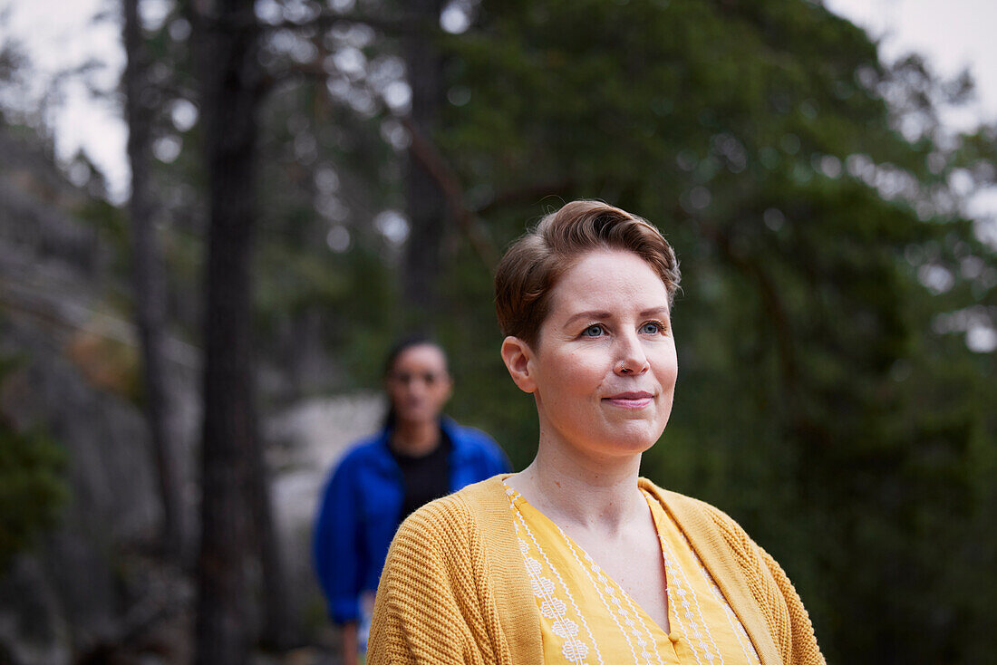 Woman looking at view in nature