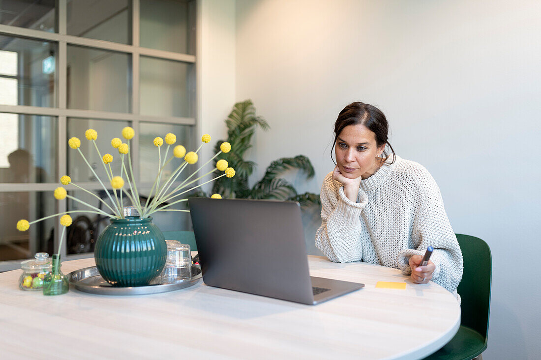 Woman working from home