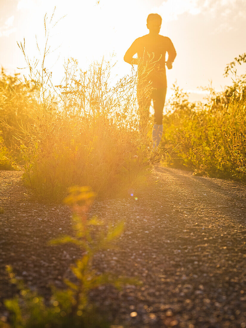 View of man jogging