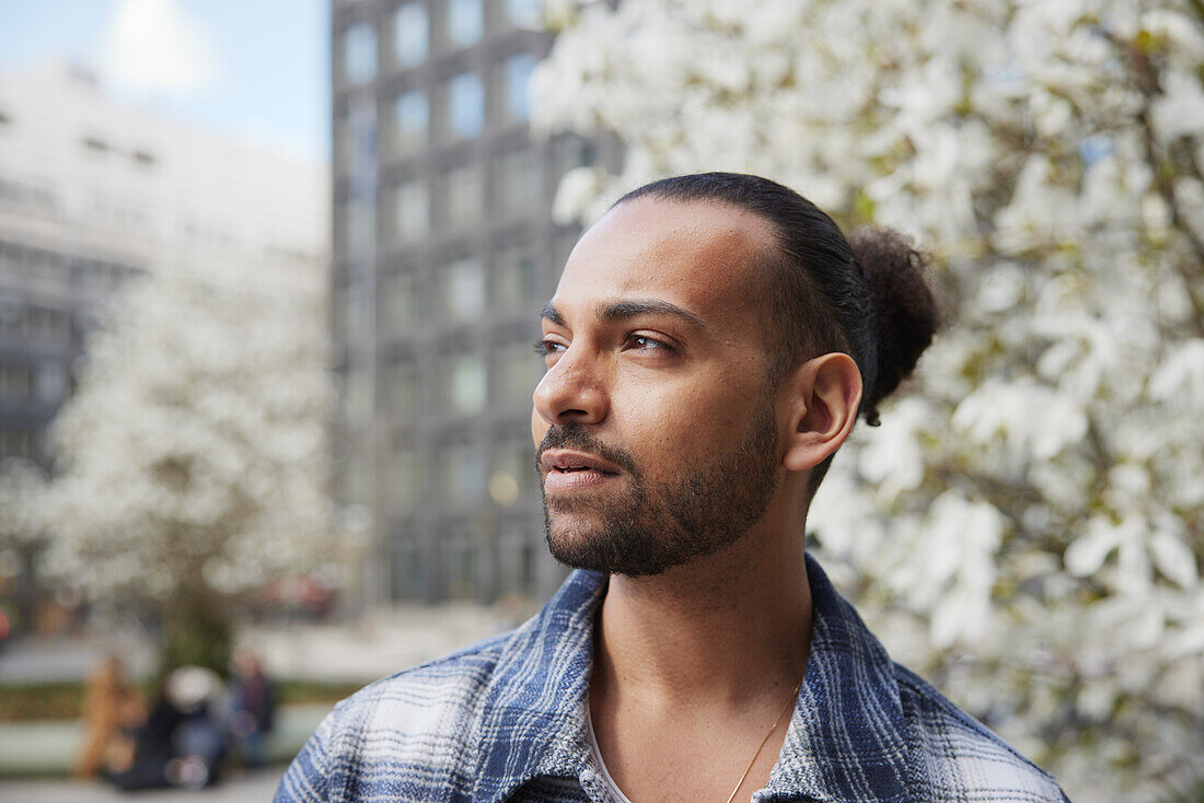 Portrait of man looking away