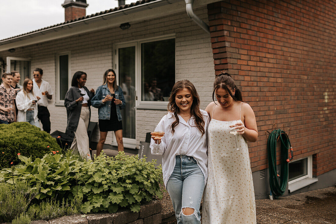 Friends walking together