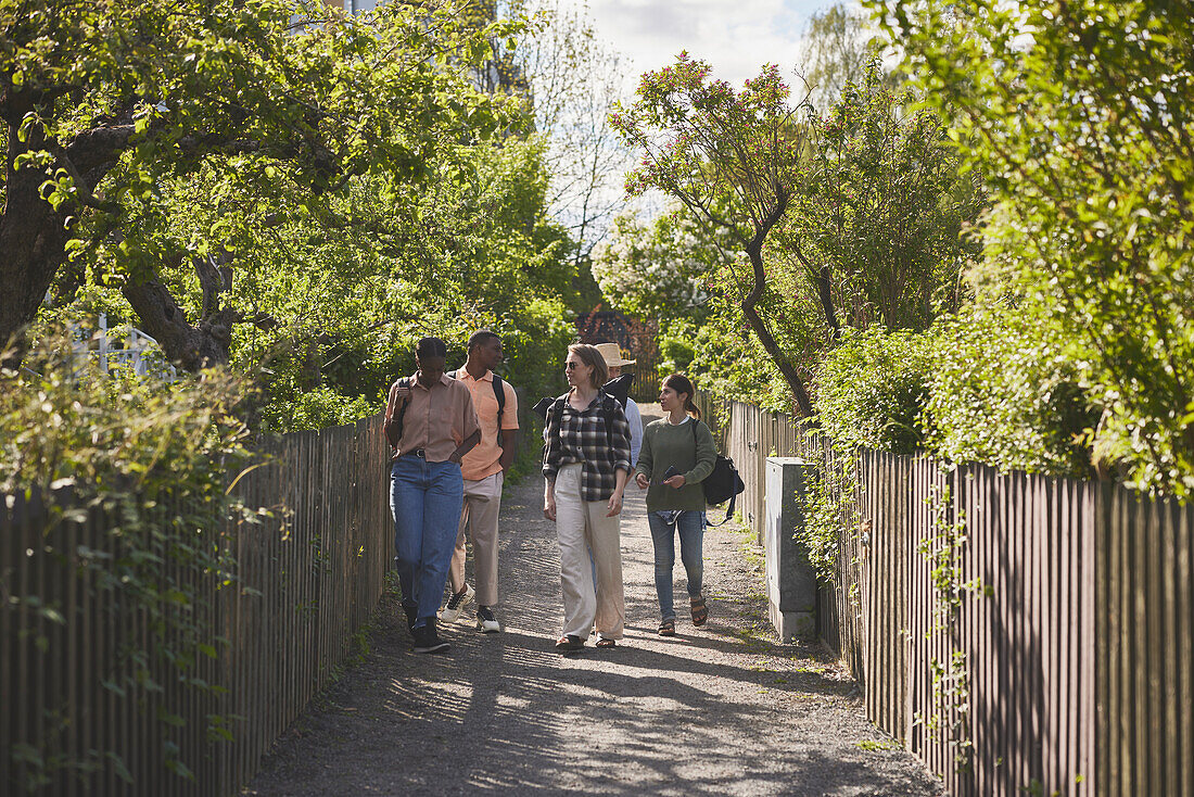 Friends walking together