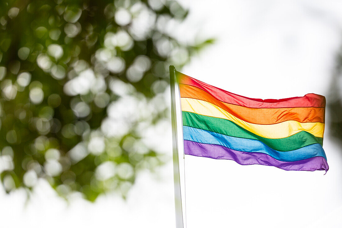 Regenbogenfahne im Wind