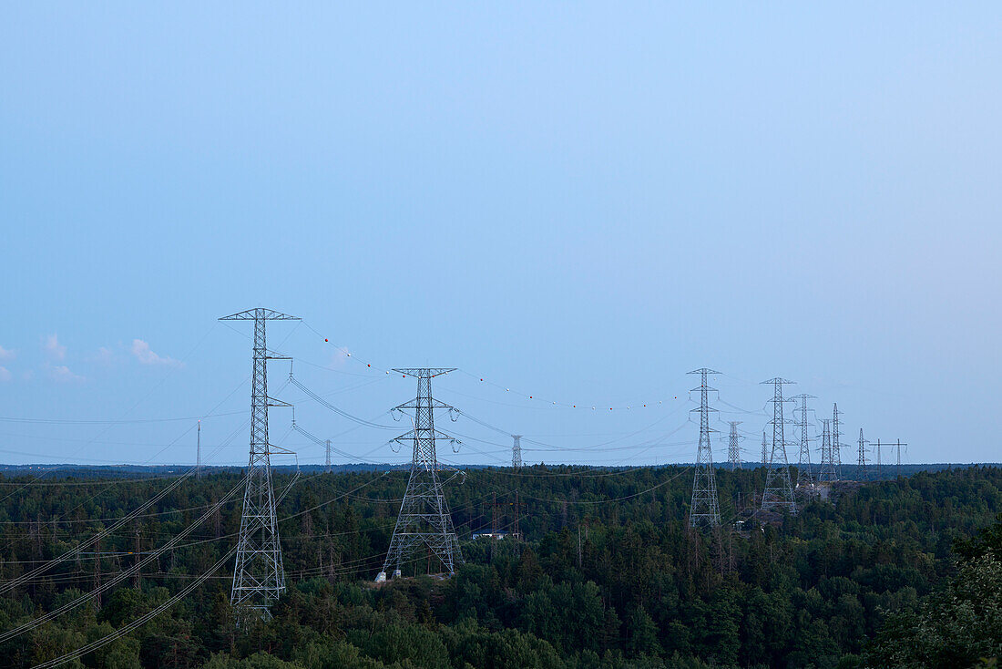 View of electricity pylons