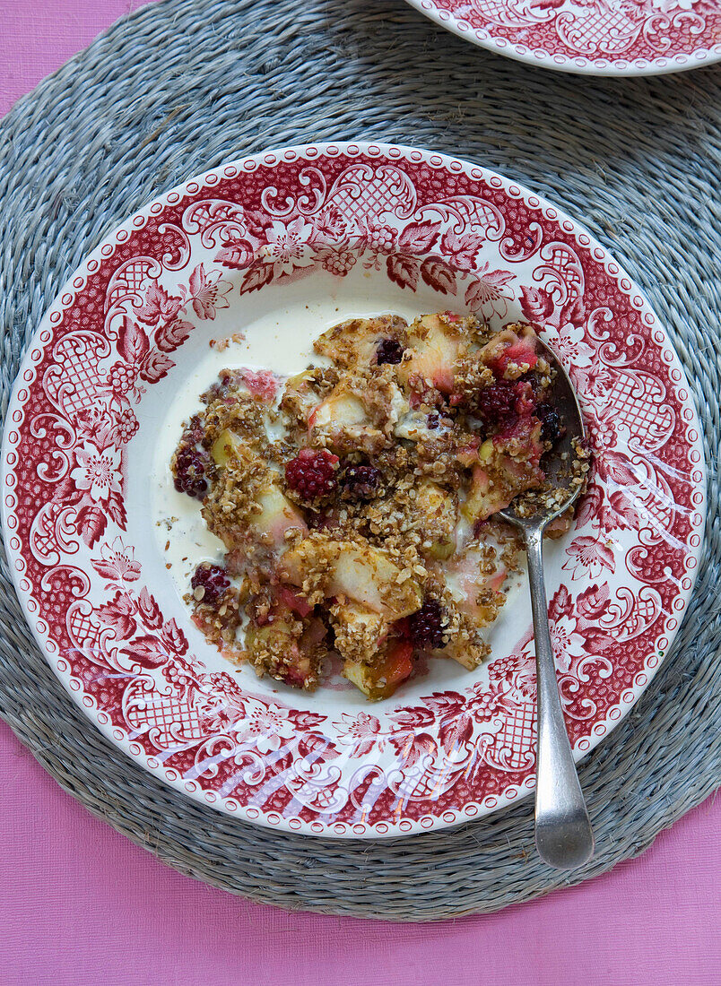 Blackberry and apple crumble