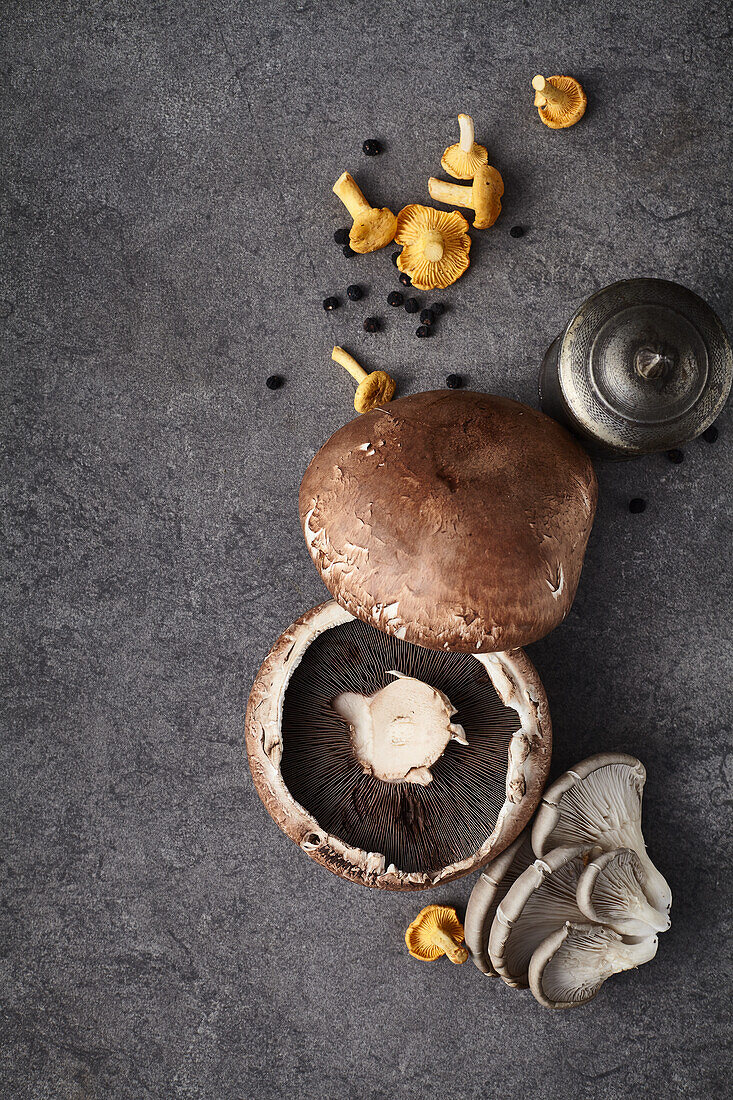 Portobello, chanterelles and oyster mushrooms