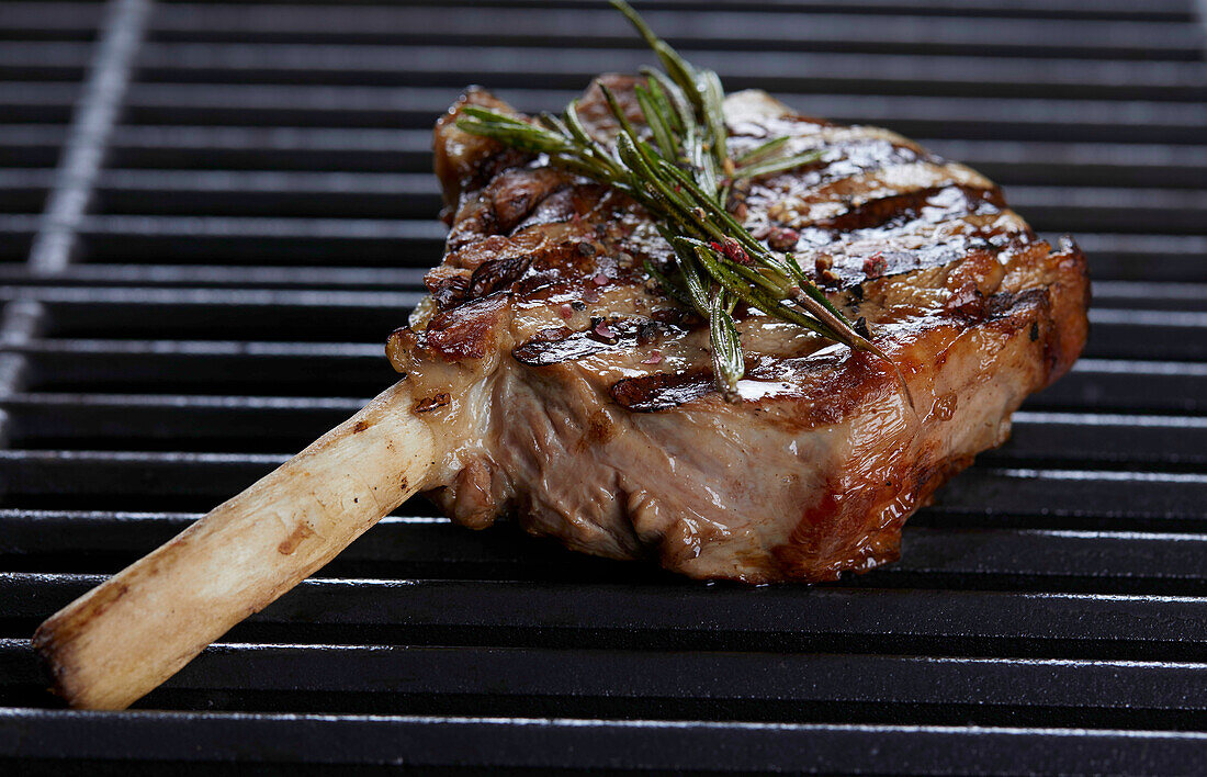 Grilled lamb chop on the grill