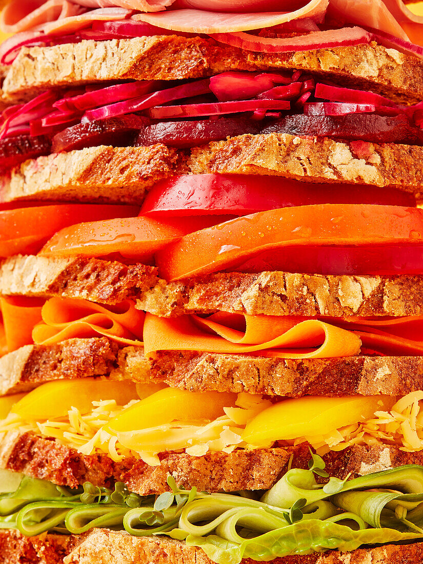 Riesiges Regenbogen-Sandwich (Ausschnitt)