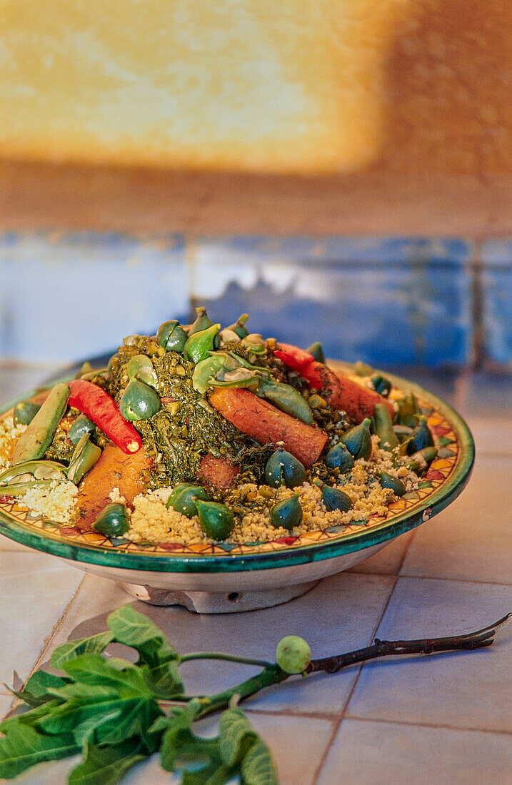 Tagine of couscous with vegetarian vegetables