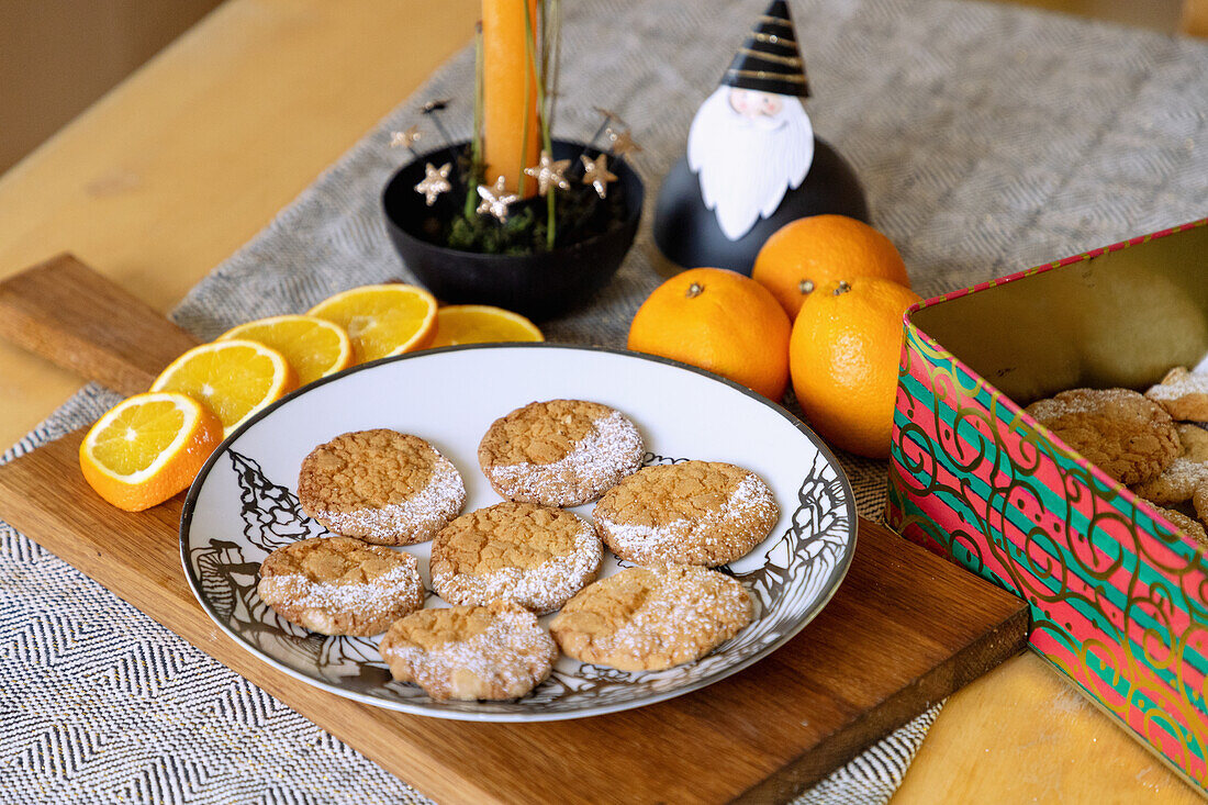 Christmas orange cookies on plate