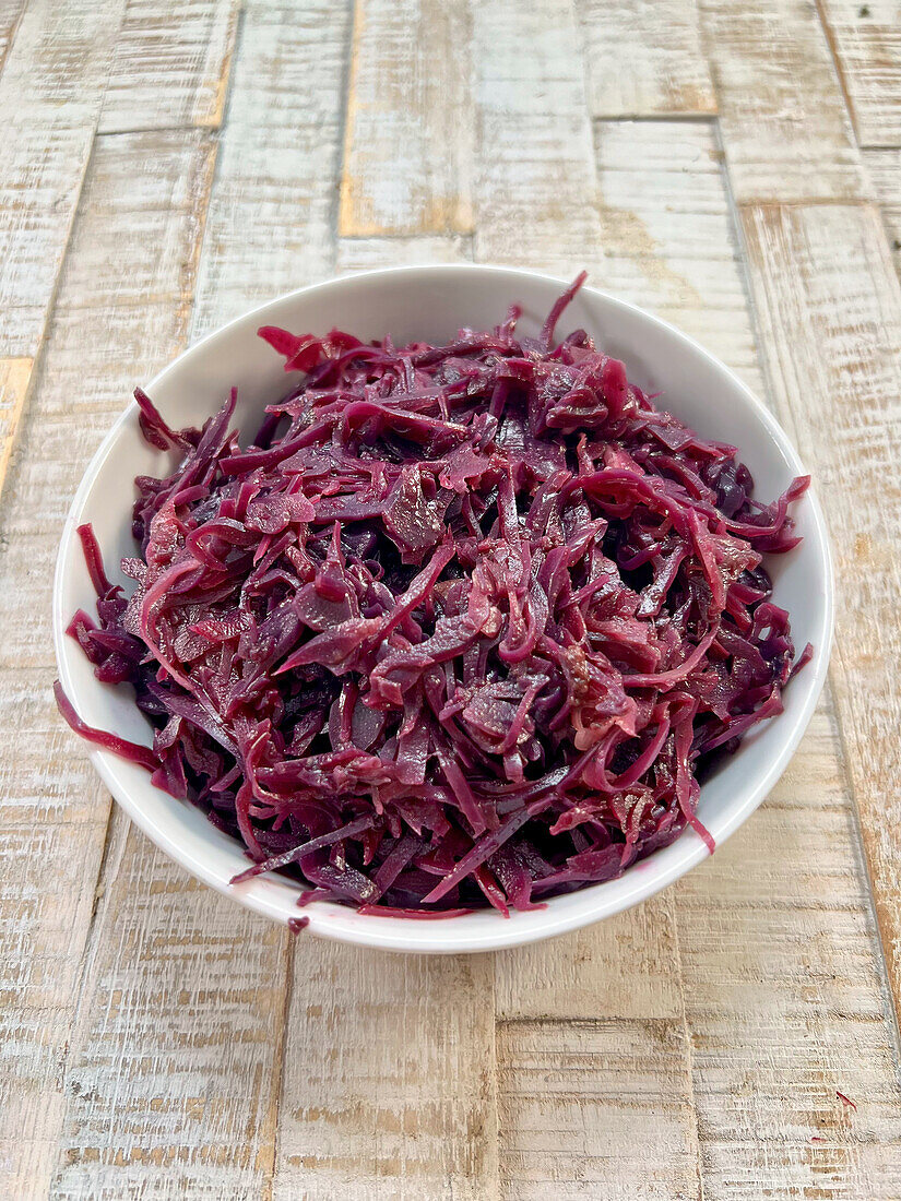 Cooked shredded red cabbage