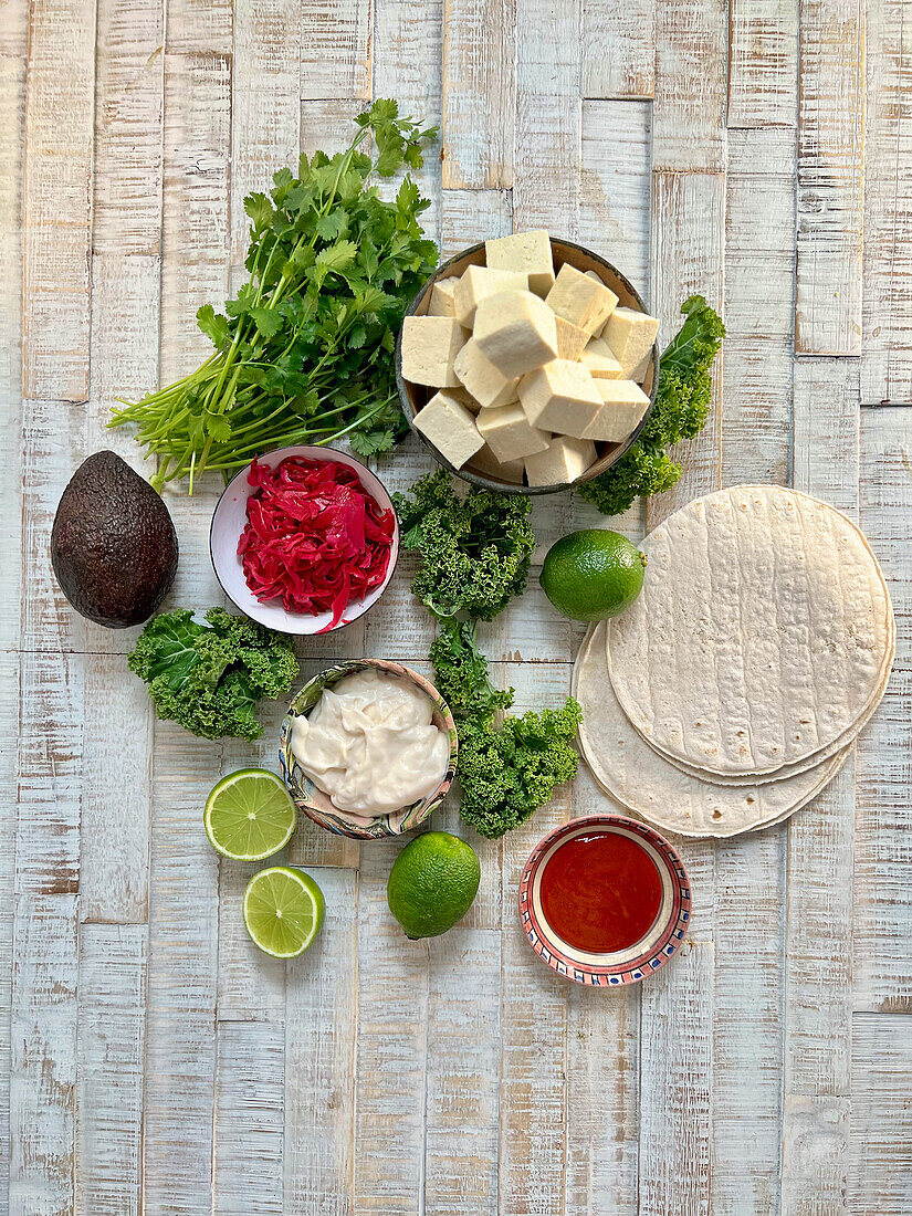 Ingredients for vegan tacos