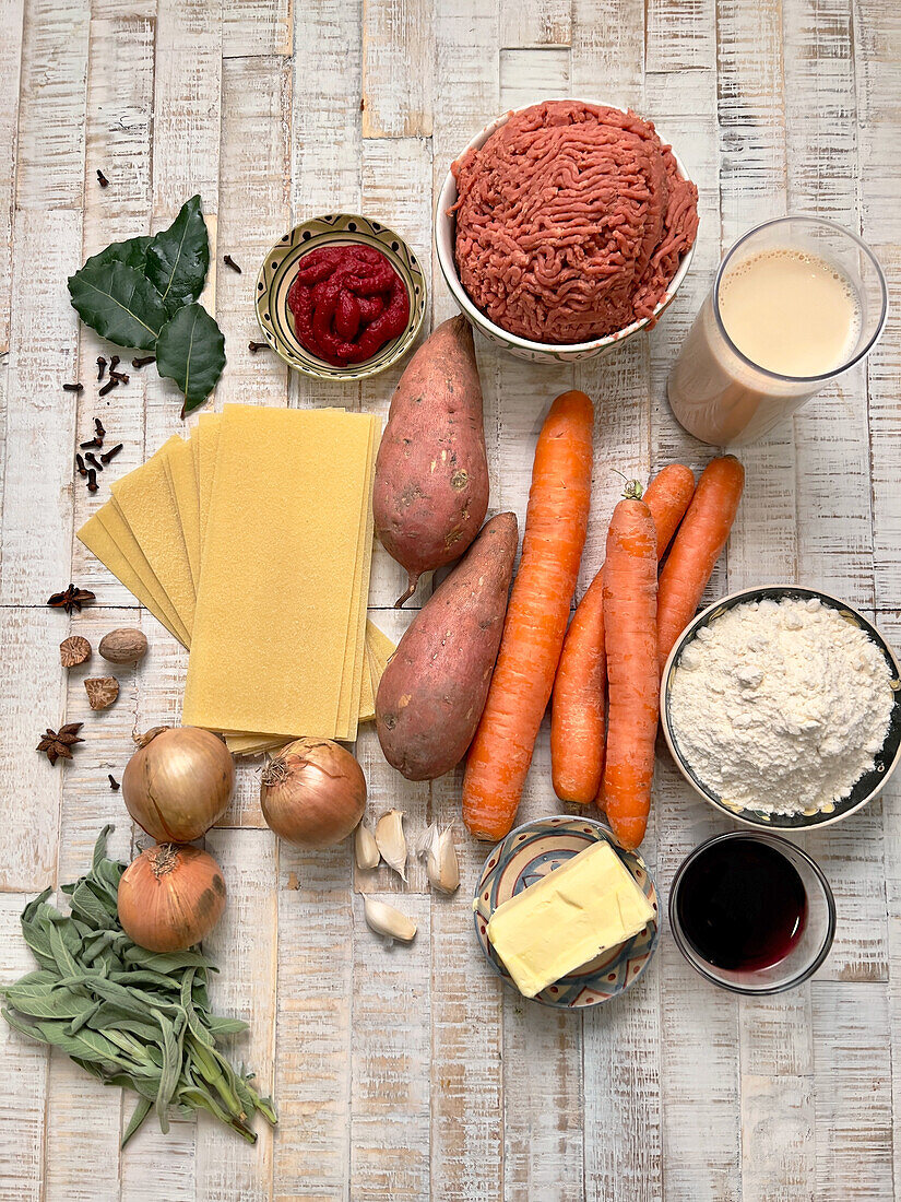 Ingredients for sweet potato lasagna