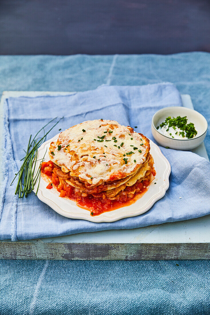 Vegetarian pancake lasagne