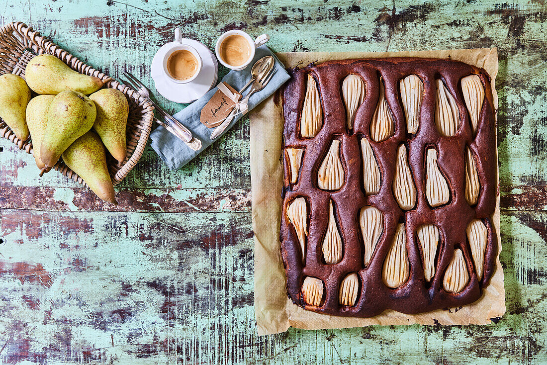 Pear marble cake