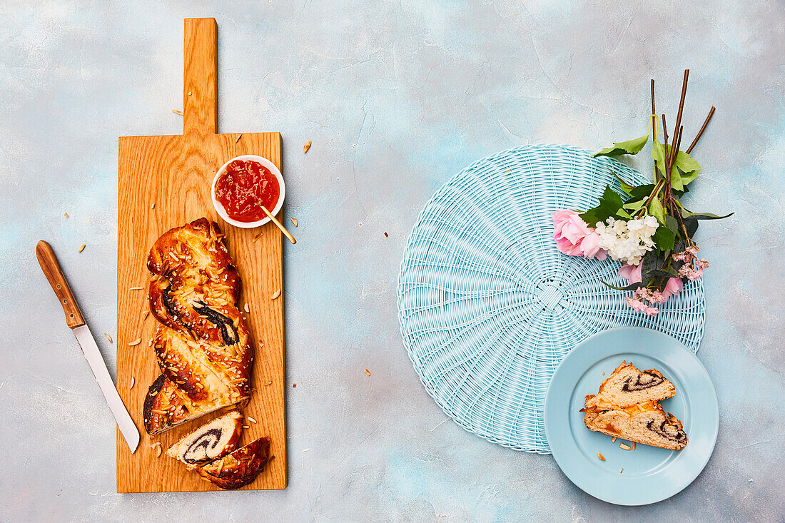 Poppy seed bread plait for Easter