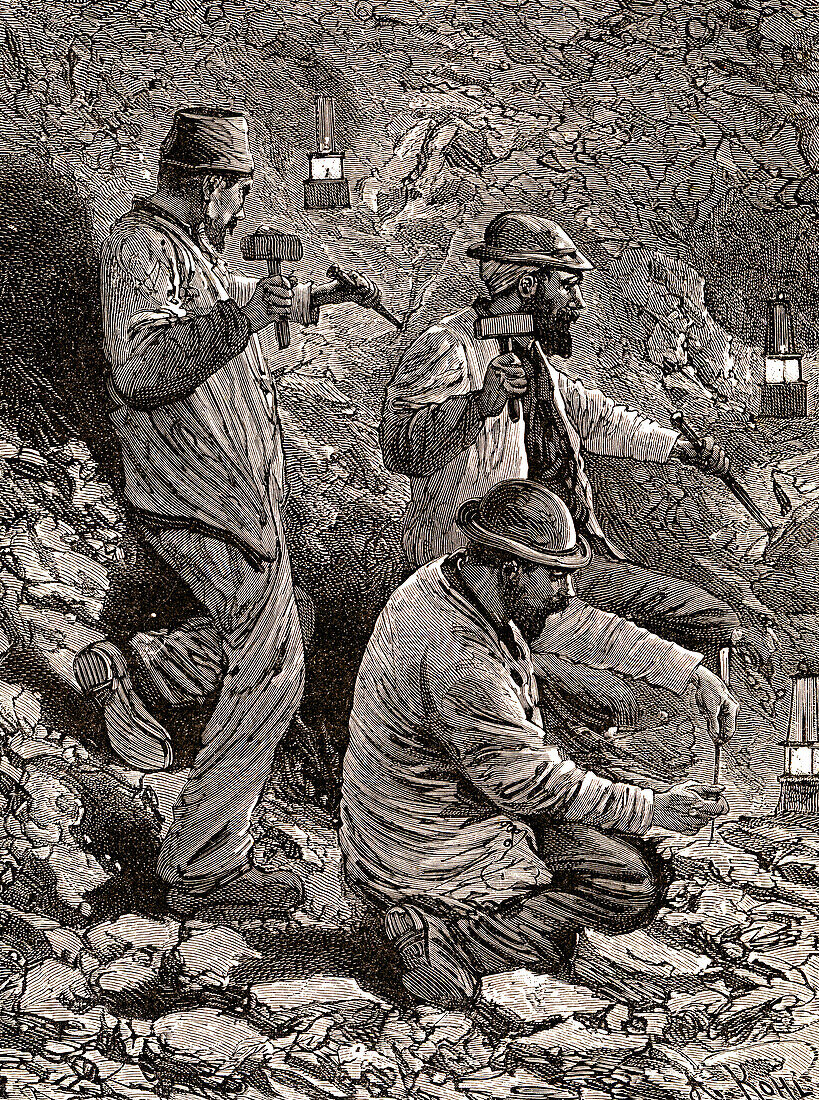 Coal miners, 19th century illustration