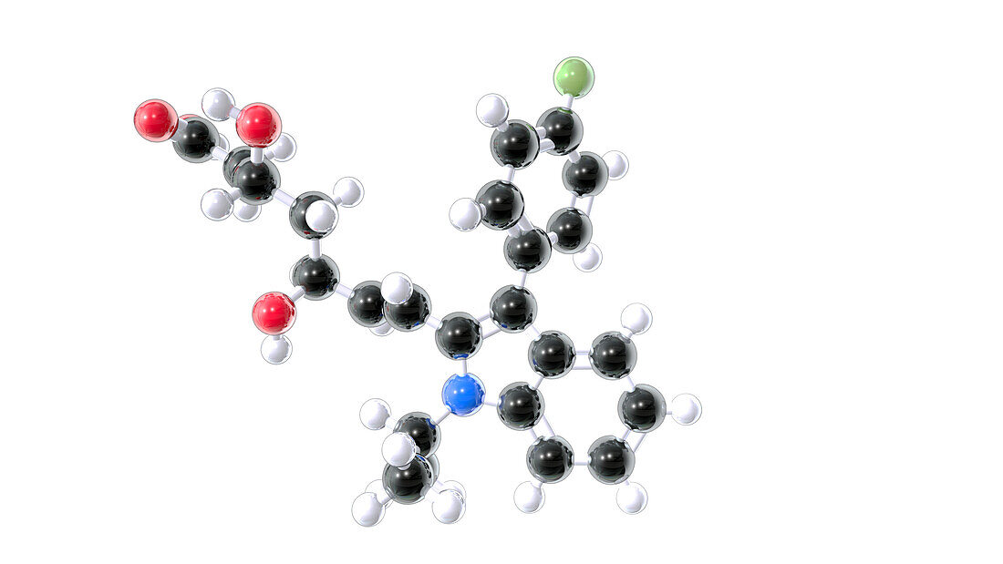 Fluvastatin drug, molecular model