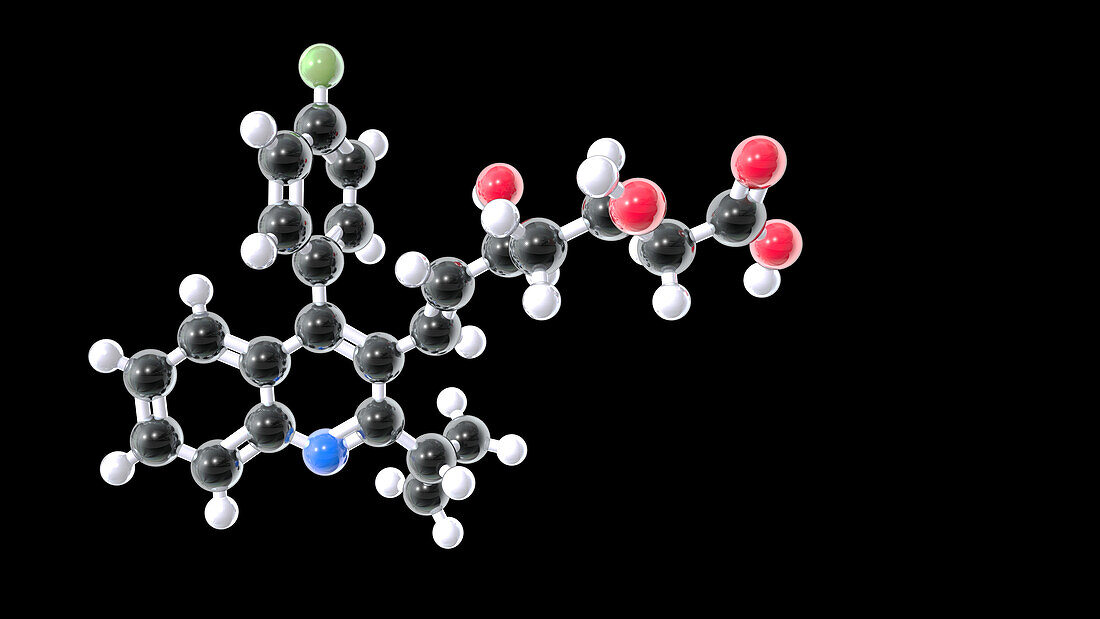 Pitavastatin drug, molecular model