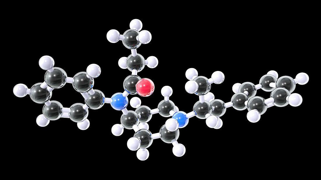 Alpha-methylfentanyl, molecular model
